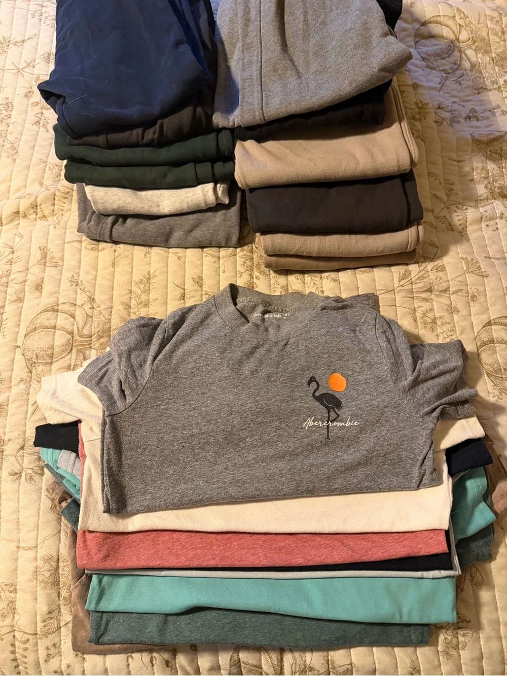 Abercrombie kids lot. 12 pairs of sweatpants size 11-12 and 8 t-shirts size 9-10